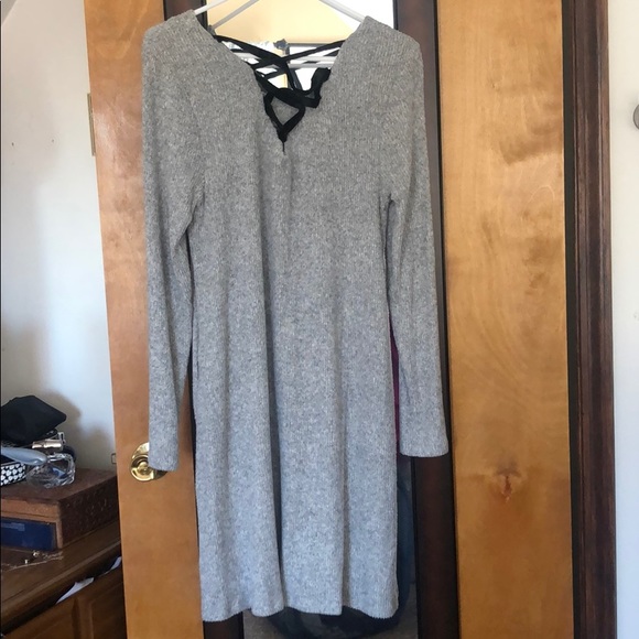 AGB Grey Sweater Dress WITH POCKETS - Picture 2 of 5